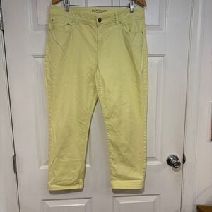 Chicos Yellow Ankle Jeans Platinum Ultimate Fit Womens 12 Slim Straight Jeans